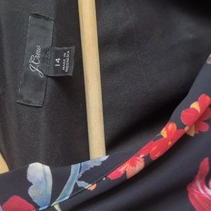 J Crew midi floral neck tie V neck dress